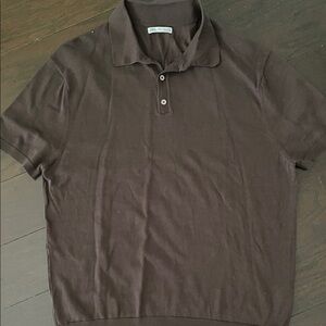 Zara Men Dark Brown Short-Sleeve Polo